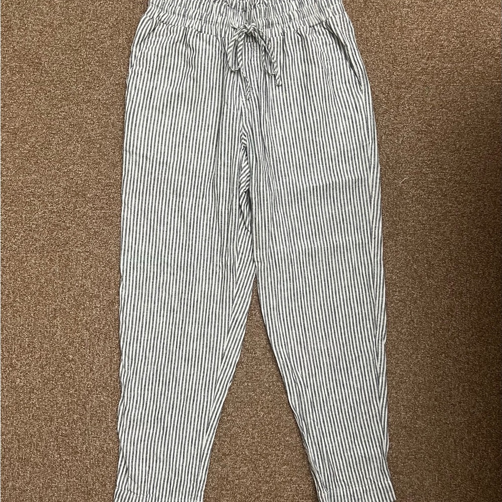 NWOT Striped Linen Drawstring Pants